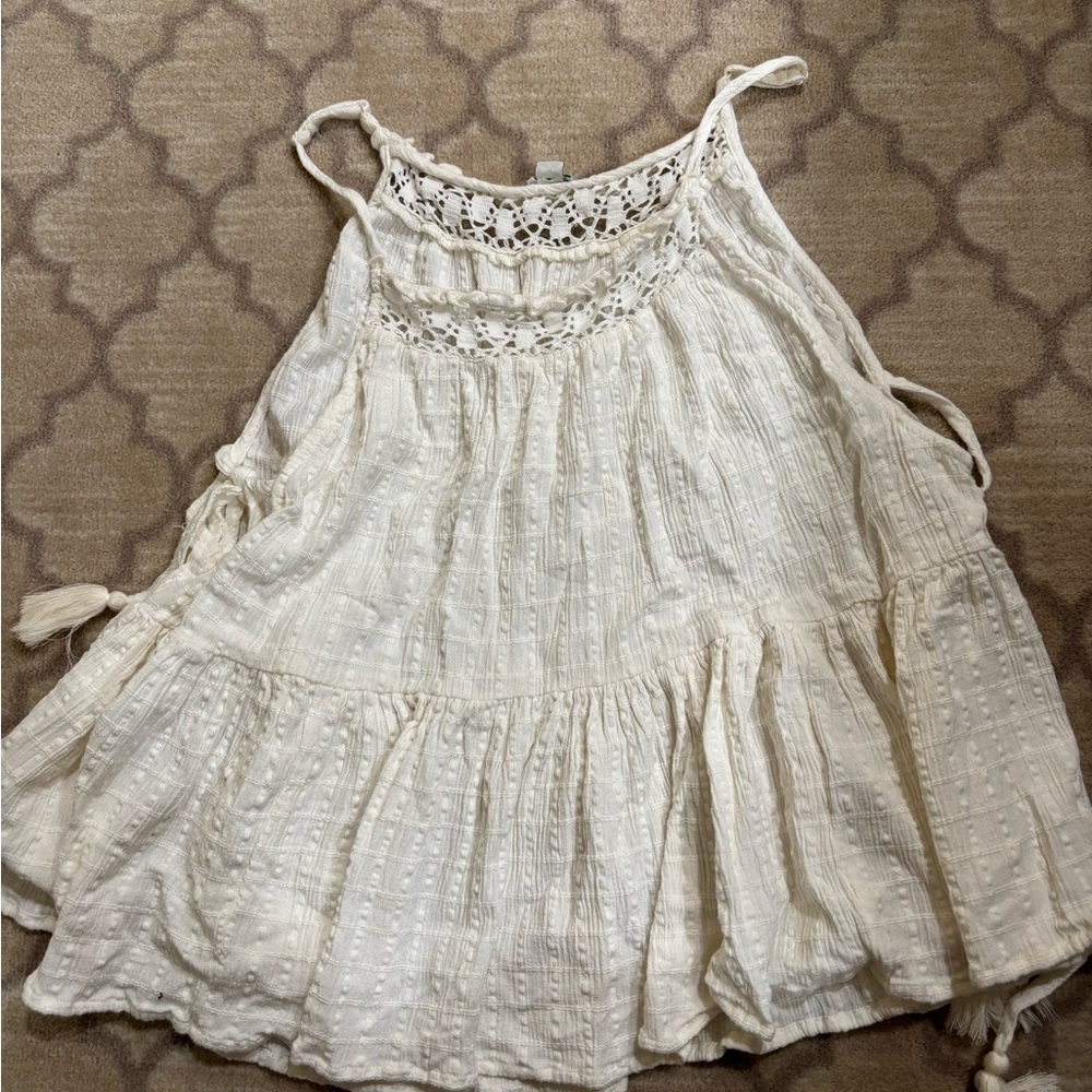 Aerie Cream Lace Detail Women's Blouse